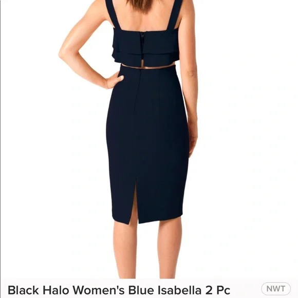 Black Halo Blue Isabella Ruffle Crop Top Dress - Picture 3 of 6